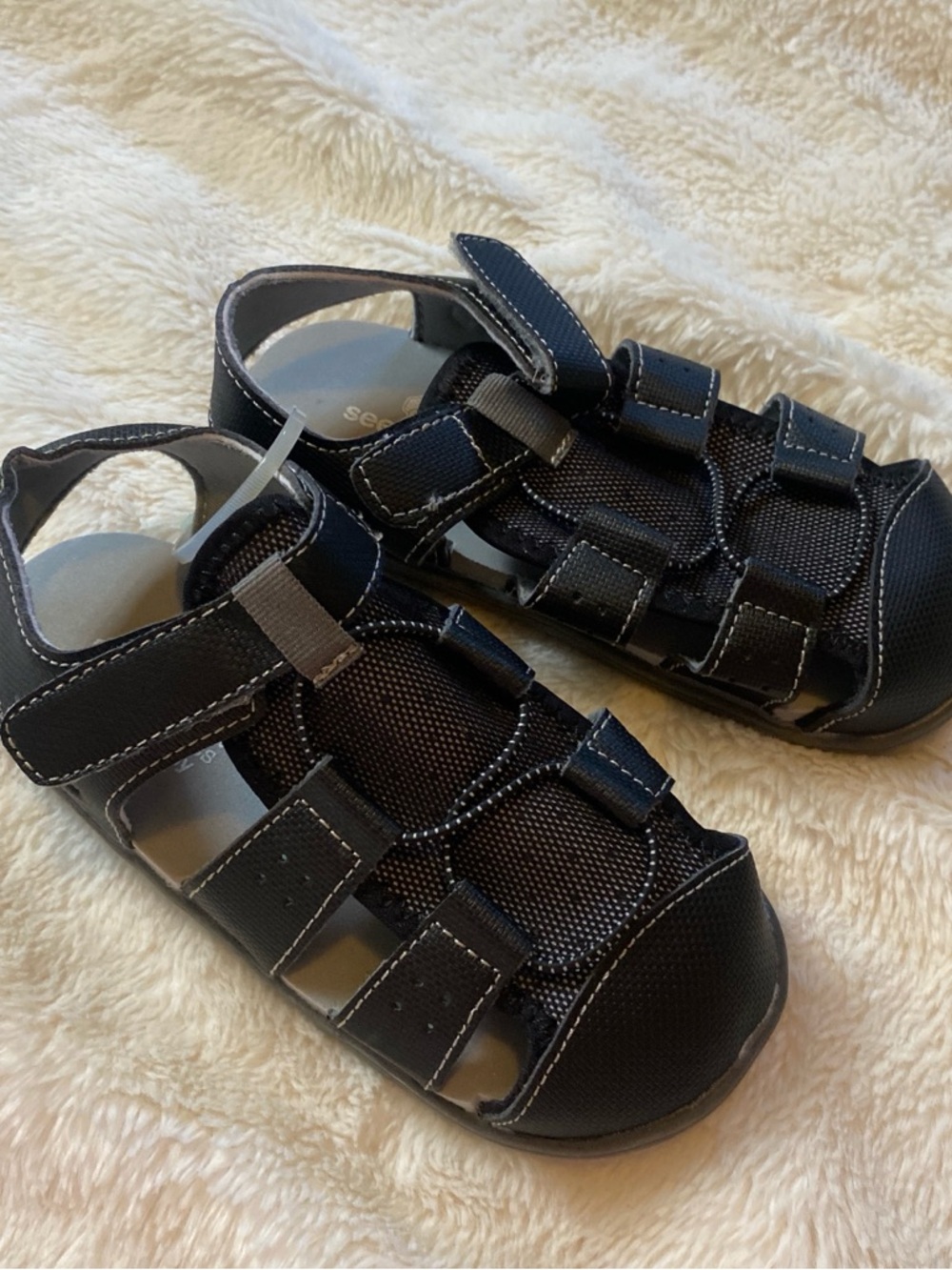 See Kai Run Black Closed-Toe Kids Sport Sandals